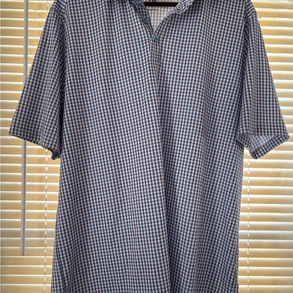 Johnston & Murphy Navy and White Checkered Shirt